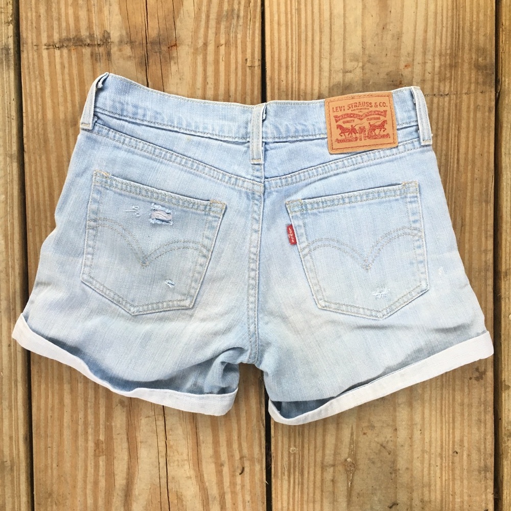 Distressed Levi Denim Shorts